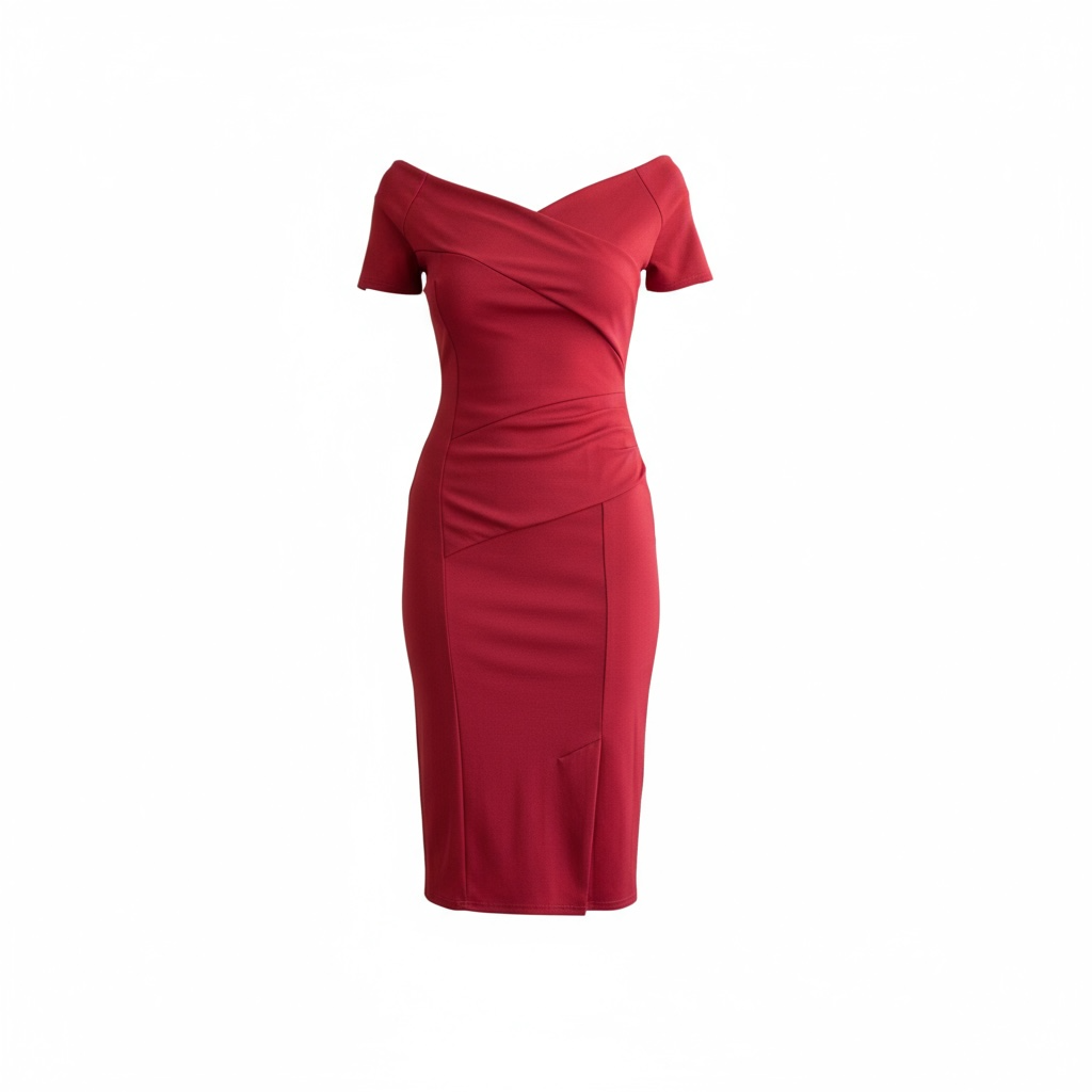 Bardot Off Shoulder Midi Dress Burgundy