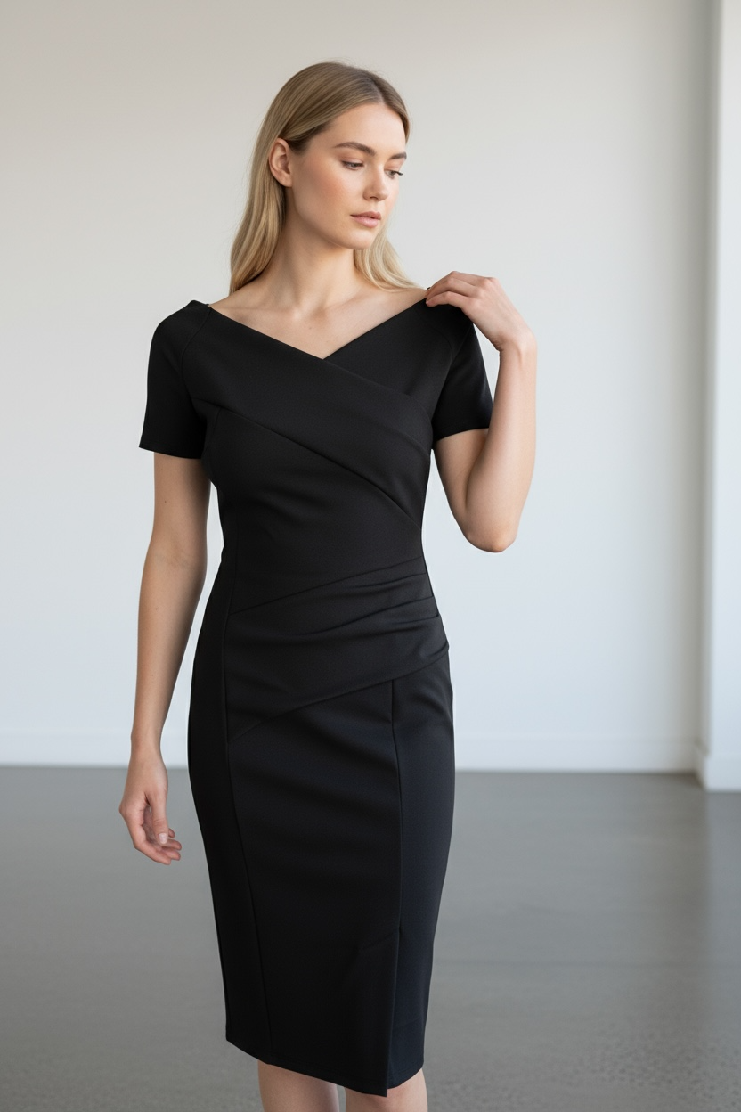 Bardot Off Shoulder Dress Midi Dress Black