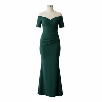 Bardot Off Shoulder Maxi Dress Dark Green