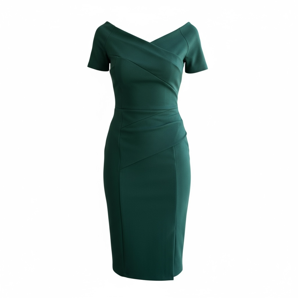 Bardot Off Shoulder Midi Dress Dark Green