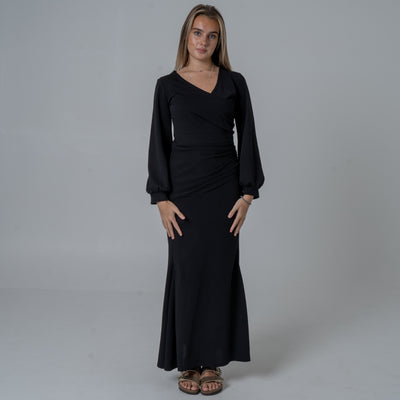 Long sleeve wrap modest dress