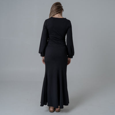 Long sleeve wrap modest dress