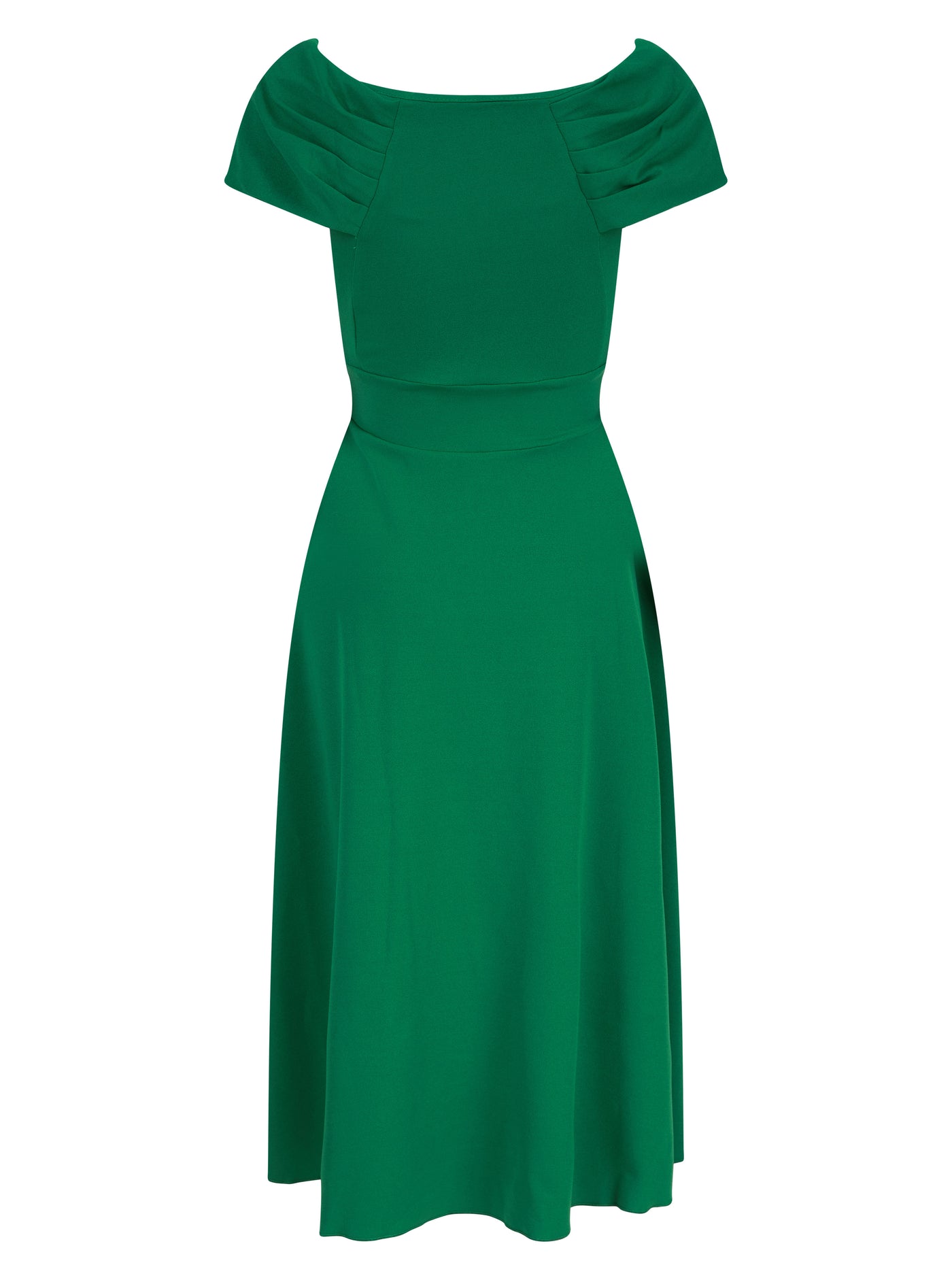 Bardot Pleat Frill Midi Dress Emerald Green