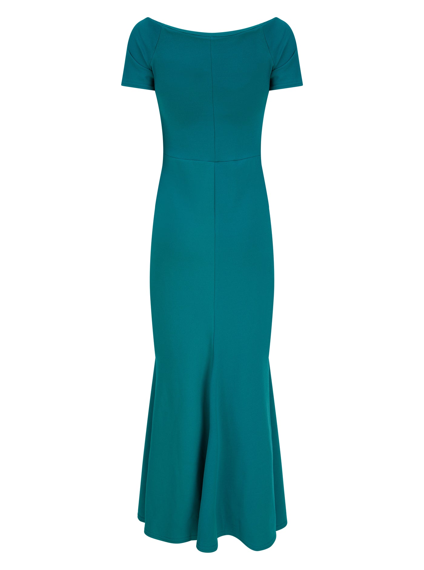 Bardot Off Shoulder Maxi Ruched Waist Dress Teal