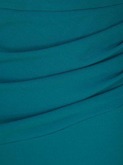 Bardot Off Shoulder Maxi Ruched Waist Dress Teal