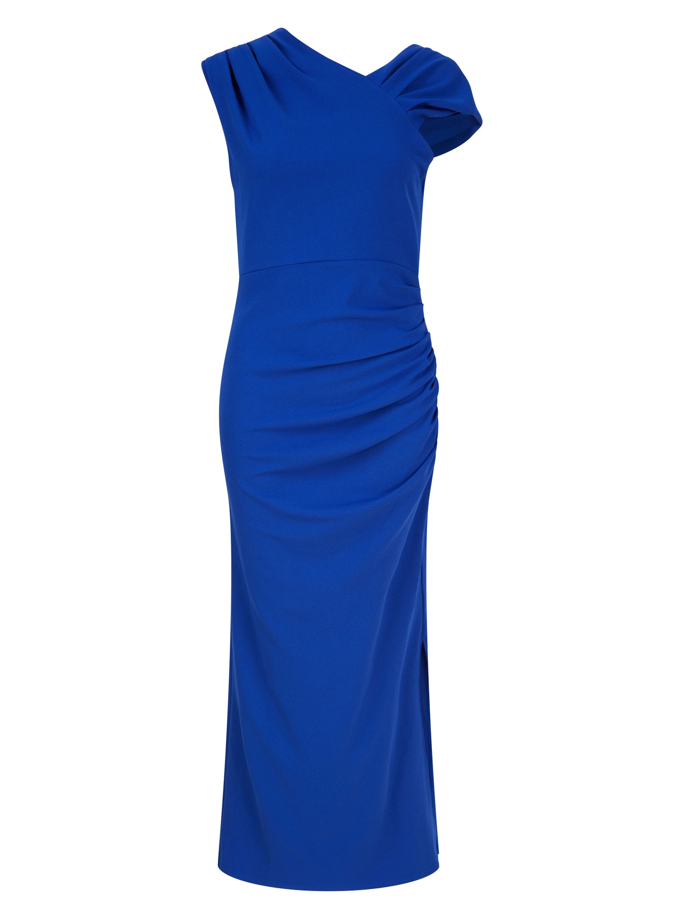 Asymmetric Ruched Maxi Dress Royal